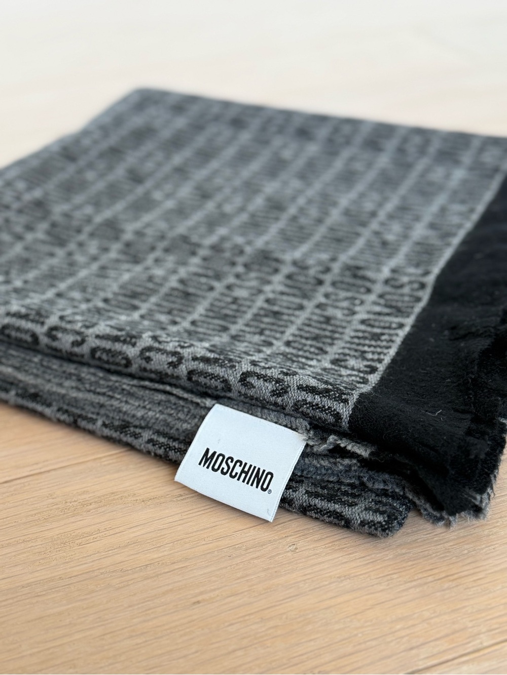 Moschino Gray Logo Knit Throw